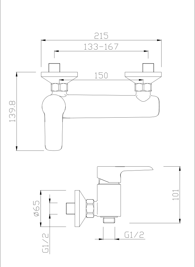 SPACESHIP Series Modern Tub Cross Handle Faucets