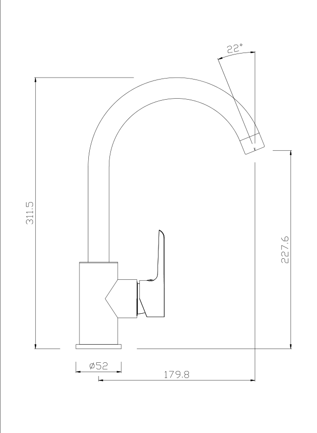 SPACESHIP Series Tub Brushed Gooseneck Steel Kitchen Faucet