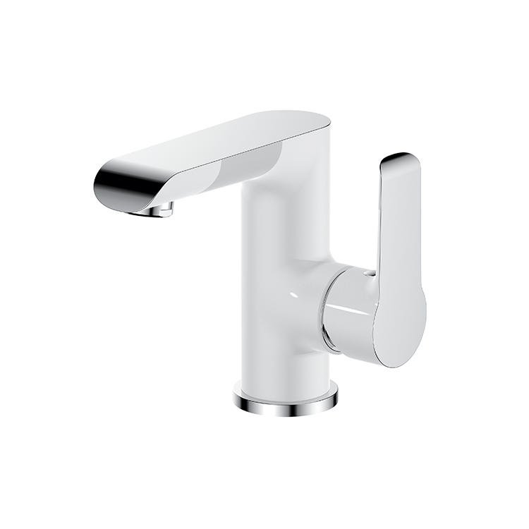 SPACESHIP Series Modern Bathroom Brass Faucet White Chrome