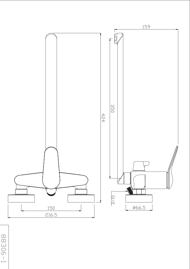 BLUEBELL Series Single-lever Long Spout Shower/bath Mixer for Bathtub 