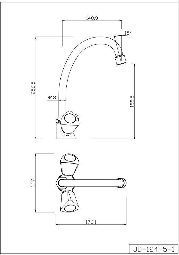 TULIP Series Double-handle Gooseneck Sink Mixer