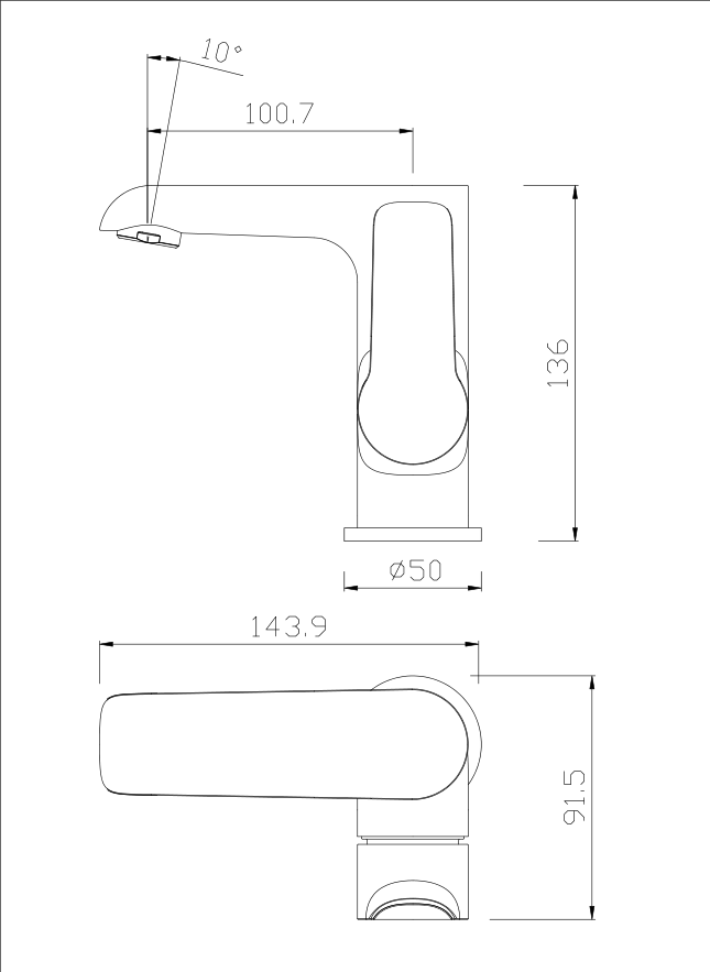 SPACESHIP Series Modern Bathroom Brass Faucet White Chrome