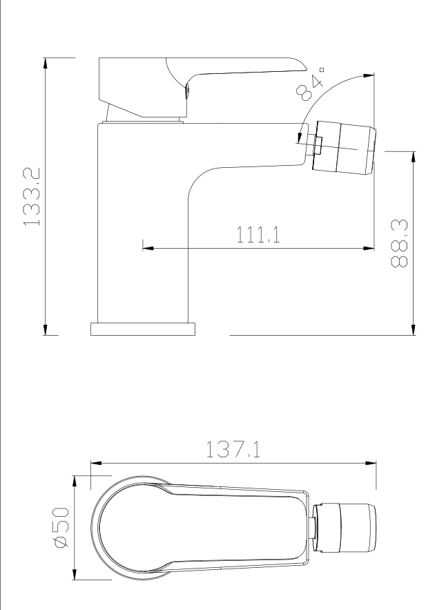 LUNA Series Wash Bidet Mixture Tap with Filter