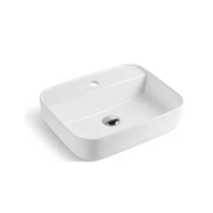 JD-13402 Bathroom Vessel Sink Above Counter Square White Ceramic Countertop Sink