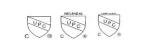 UPC certification logos for plumbing products