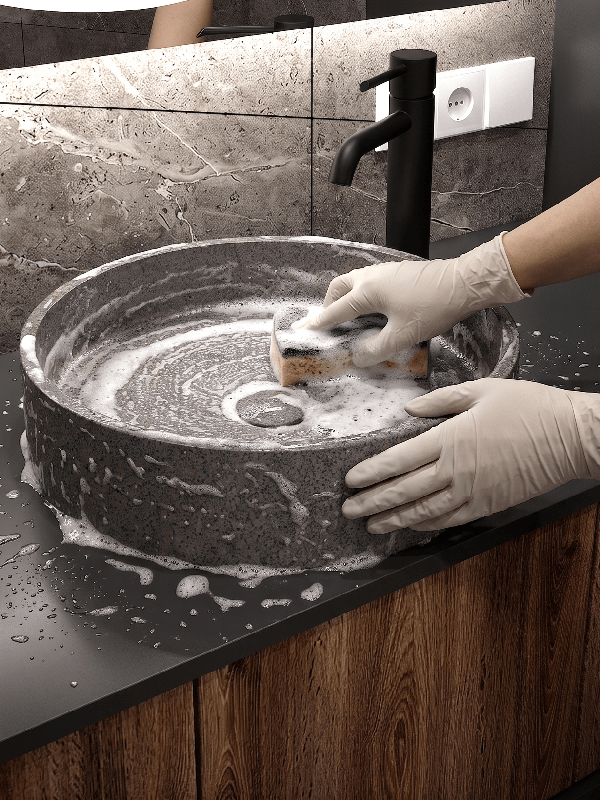 Care instructions for concrete washbasins