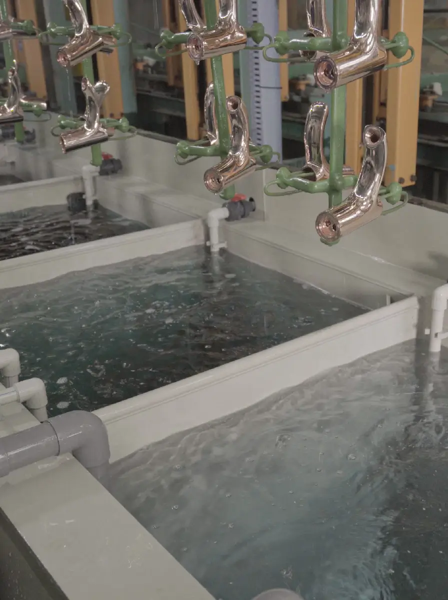 Chrome plating workshop for faucet surface finishing at Janedo factory