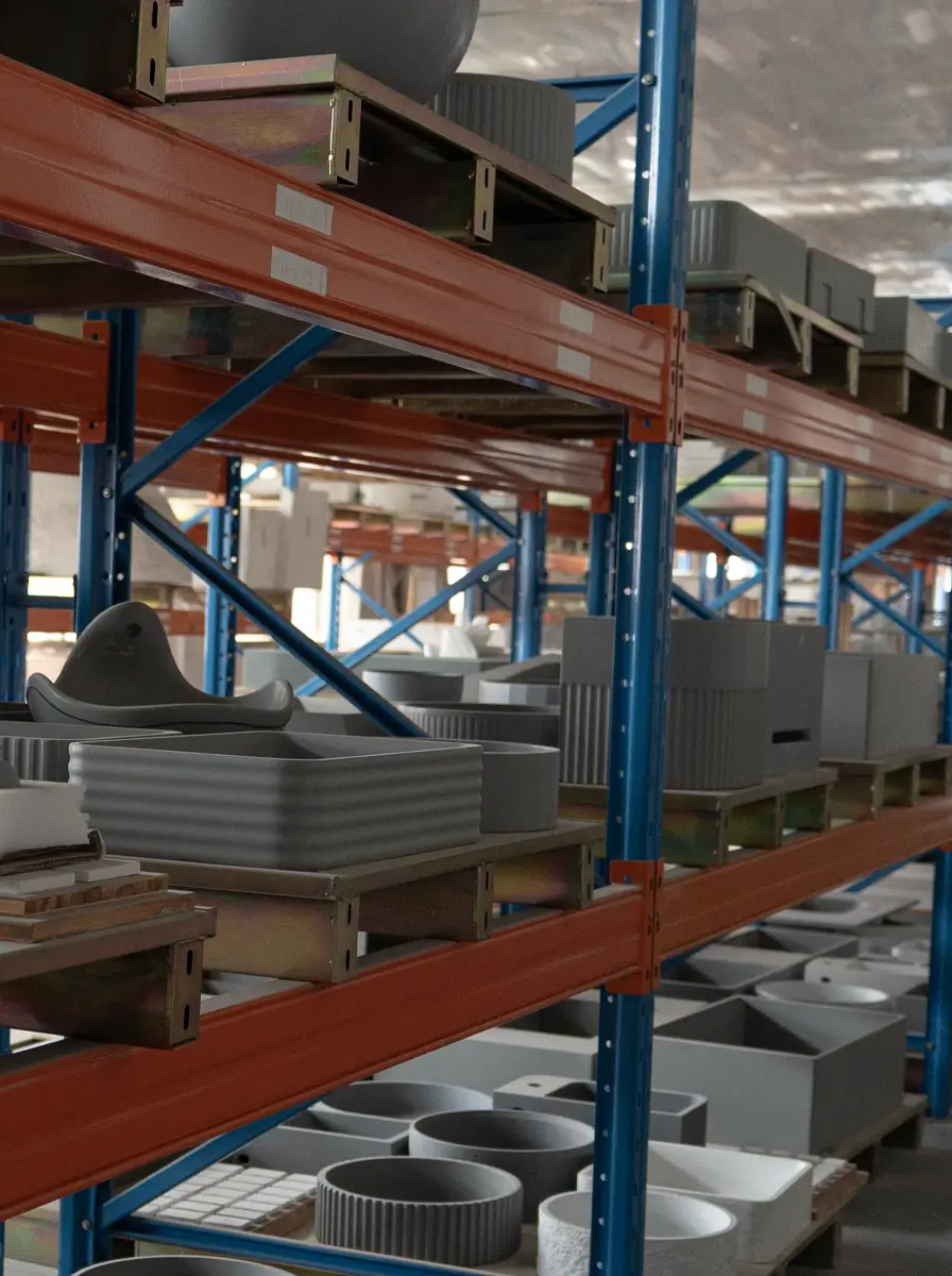 Moulds developed in-house for concrete basin manufacturing